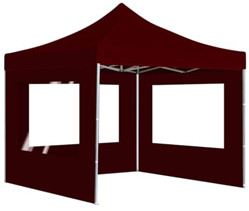 Generico Gazebo Pieghevole in Alluminio con Pareti 3x3 m Rosso Vino,Prato e Giardino,Vita all'aperto,Strutture da Esterno,Baldacchini e gazebo-45489