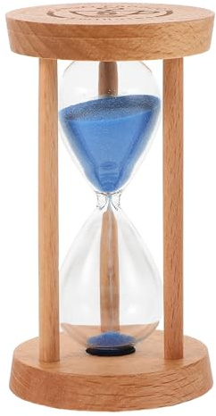jojofuny Mini Reloj de Arena para Cepillado Infantil, Temporizador de Madera Azul 5 Minutos, Uso en Baño, 5X9 CM, Temporizador Visual para