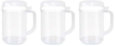 FUANA 3 brocche per bambini con coperchio, 623,7 g, in plastica BPA, piccole caraffe per acqua, manico facile da impugnare, design anti-fuoriuscite, uso domestico e scolastico, bianco