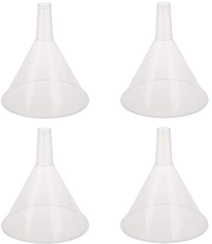 DEDC - Imbuto filtro in plastica bianca trasparente, diametro bocca 15 cm, per cucina/laboratorio/garage/liquidi, 150 mm, set da 4
