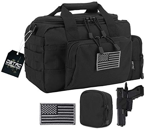 DBTAC Gun Range Bag Small | Tactical 2x Pistol Shooting Range Duffle Bag with Lockable Zipper for Handguns and Ammo (Black)