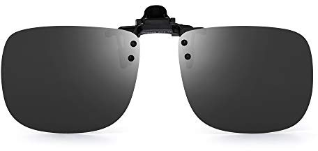 JM Clip Occhiali da Sole Polarizzata con Lenti Flip Up Senza Montatura per Occhiali da Vista Grigio