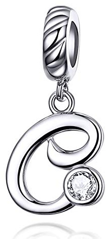 LaMenars 925 Sterling Silber A-Z Buchstaben Charms Dangle | Initial Alphabet Anhänger mit Zirkonia, passt Europa Charm Armband Halskette Geschenke für Frauen