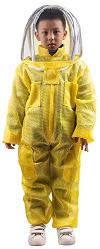 Kinder 120cm-150cm Ganzkörper Bienenschutzanzug mit belüftetem Schleier Imker Kostüm Anzug