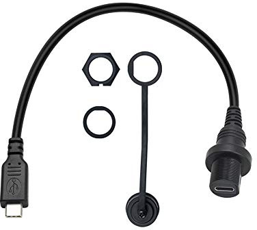 Duttek USB C Panel Flush Mount Kabel,USB C Einbaubuchse USB Mount Dash Mount Mount Panel Mount Kabel für Auto Boot Motorrad (Round Single Type-C 30cm)