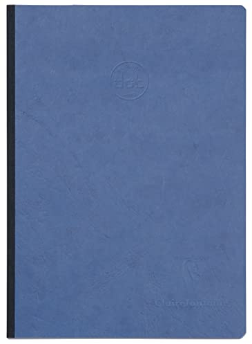 Clairefontaine 795434C - Cuaderno cosido con respaldo de tela, color azul, A5, 14,8 x 21 cm, 192 páginas DOT, papel Clairefontaine blanco, 90 g, tapa para tarjeta cepillada, grano de piel