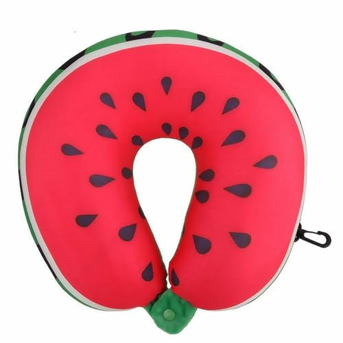 SlimpleStudio Travel Pillow,Fruits U Shaped Pillow Cushion PP Cotton Neck Pillow Car Travel Pillow Travel Accessories-Watermelon