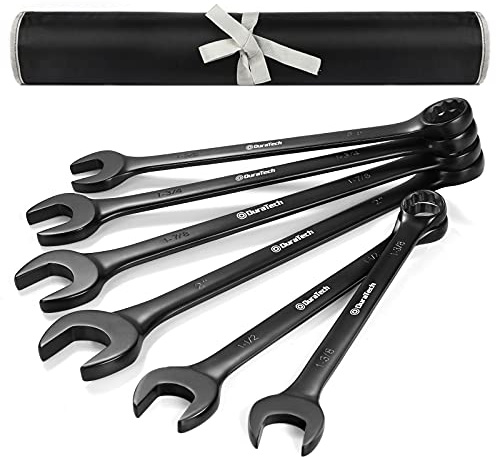 DURATECH Jumbo Combination Wrench Set, SAE, 6-piece, 1-3/8'' to 2'', CR-V Steel, Black Electrophoretic Coating, with Pouch
