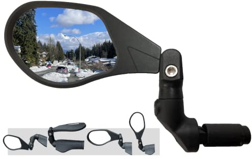 Hafny NEW Bar End Bike Mirror, HD Automotive Grade Glass Lens, Large Surface, Shatterproof, Multi-Angle Adjustable, E-Bike Mirrors (HF-M903RB-FR08) (HF-M903LB-FR08 (Left Side, Blue Glass))