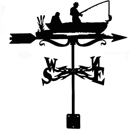 ANCHA Girouette Silhouette de pêcheur, Outils de Mesure de girouette, indicateur de Direction de girouette de pêcheur, Facile à Assembler pour l'artisanat de décoration de Support extérieur