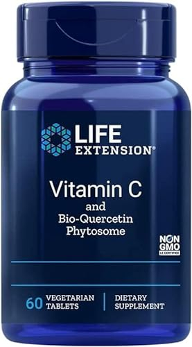 Life Extension, Vitamina C e Quercetina Biologica Fitosoma, 1000mg/15mg, Alto Dosaggio, 60 Compresse vegane, Testate in Laboratorio, Senza Glutine, Vegetariane, Senza Soia, Non OGM