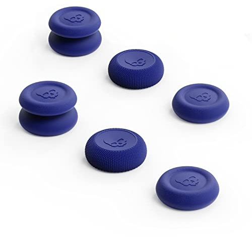 Skull & Co. Skin, CQC and FPS Thumb Grip Set Joystick Cap Analog Stick Cap for Nintendo Switch Pro Controller & PS5 / PS4 / Slim/Pro Controller - Neon Blue, 3Pairs(6pcs)