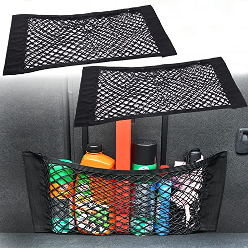 Kofferraum Netztasche,2 Stück Auto Gepäcknetz, 50 x 25cm,Universal Kofferraumnetz Schutznetz Elastisch Kofferraum Aufbewahrung Netz,Mit Klettverschluss für Auto/SUV