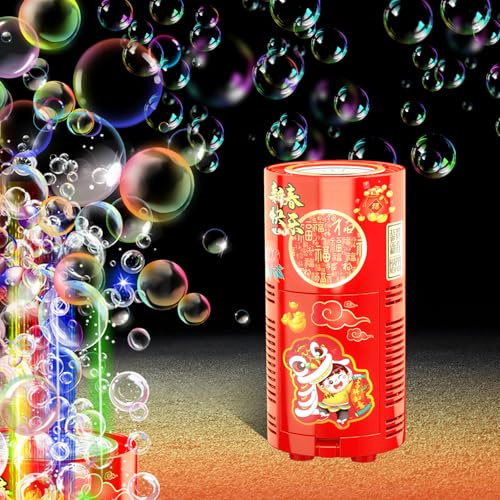 Fireworks Bubble Machine (13 Holes) with Dazzling RGB LED Lights, Automatic Sparklers Blower Toys, Portable Bubble Maker for Kids Party Wedding Christmas Chinese New Year, Birthday Balloons Decoration