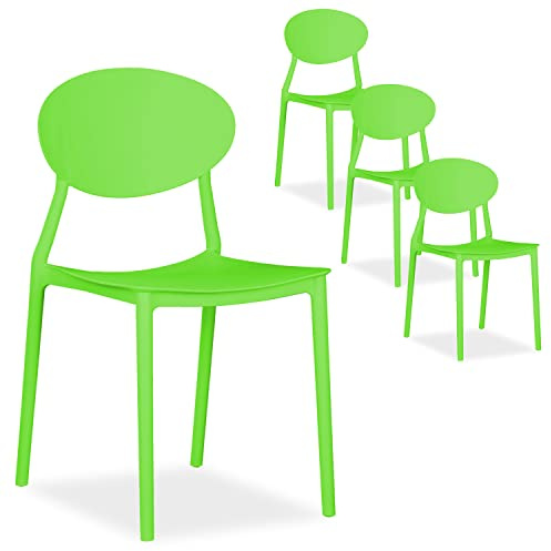 Homestyle4u Gartenstühle 4er Set Stapelbar Kunststoff Grün | Terrassenstuhl & Balkonstuhl – Polypropylen, UV-beständig, pflegeleicht, ohne Montage, 41x80,5x51 cm