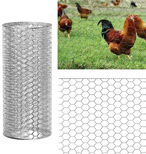 Garden Fence Barrier Fencing for Dogs, 60cm x 5m Galvanized Hexagonal Wire Mesh Garden Fencing, Chicken Wire Mesh Roll, Floristry Chicken Wire, Wire Poultry Netting for Yard Vegetable Rabbit Squirrel