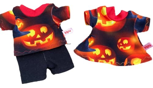 Puppenkleidung mini Gr. 20 cm passend für Kuscheltier Äffchen Halloween Kürbis Kleidung Teddy Bär Handmade