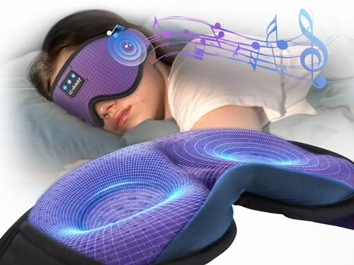 LC-dolida Bluetooth Sleep Eye Mask Headphones,15H Battery & Total Blackout | Deep Eye Mask for Sleeping Zero Pressure Eye Mask for Side Sleepers Cloud-Like Comfort with 4D Soft Fabric for Nap,Shift Work
