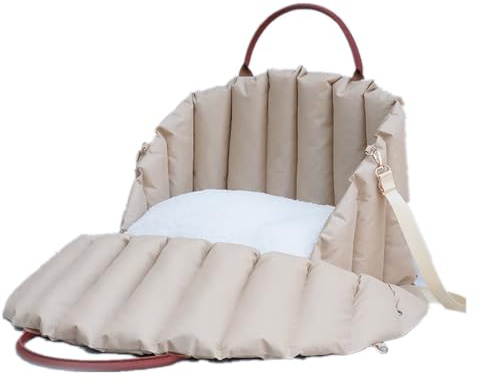 Sport Tent Hunde Autositz für Kleine Hunde Tasche Faltbare Hundesitz Auto Beifahrersitz Autositzbezug Vordersitz inkl. Sicherheitsgurt multifunktionale Sitzerhöhung L【55x42x42cm】, Hell Khaki