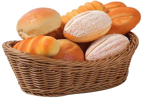 Gaqnzjx Cestino ovale in vimini tessuto pane cesto, 10,2 cesto di stoccaggio per alimenti frutta cosmetici stoccaggio tavolo e bagno