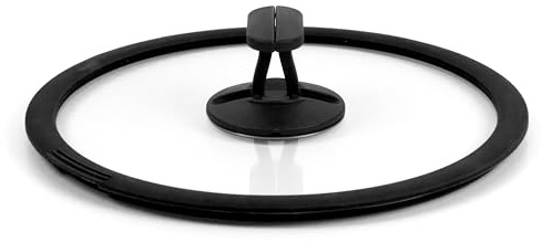 cookvision Topfdeckel mit Silikonrand und Klappgriffen, schwarz, Ø 24 cm, spülmaschinengeeignet, bruchsicherer Glasdeckel, seitlicher Dampfauslass, rutschfest, platzsparend stapelbar