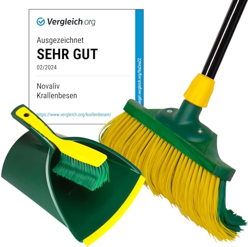 Novaliv Balai à Griffes de Qualité Supérieure - Manche 40 cm, Kit de Balayage, Poils Incurvés - Idéal pour Jardin, Gazon Artificiel