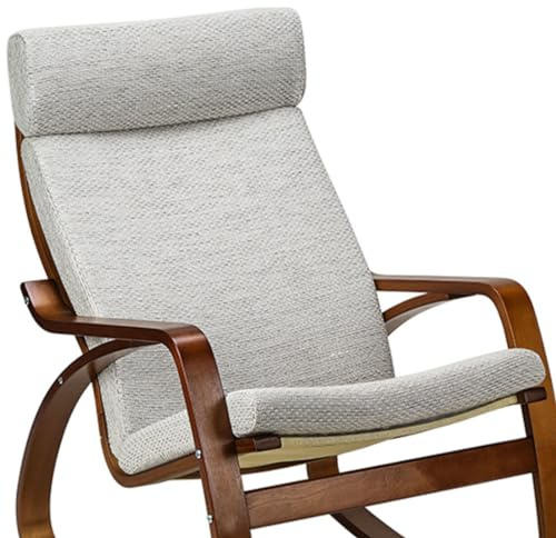 Poang Armchair Cushion, 1 Piece Soft Cushion Replacement with Removable Cotton Cover, Non Slip, Thick Padded, Burlap White