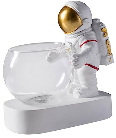 MERRYHAPY Water Plant Vase Resin Astronaut Adornment Glass Vase for Indoor Plant Hydroponic Adornment Lamp