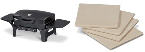Enders® Gasgrill URBAN, Tischgrill, Grillen-, Kochen- und Backen Funktion & PIZZASTEINE 8811 4er-Set, 19 cm x 19 cm, rechteckig, Grill-Zubehör, Gasgrill BBQ, beige