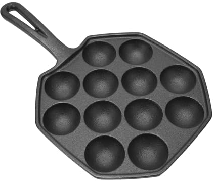 Poêle à frire Takoyaki pour boulettes de viande de poulpe, 12 trous, poêle de cuisson Takoyaki, poêle à boulettes de viande de poulpe en fonte antiadhésive, ustensiles de cuisine