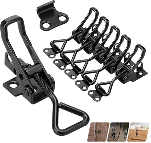 Kigniote 6 Stück Spannverschluss Edelstahl GH-4001 Kistenverschluss Schnappverschluss Hebelverschluss Bordwandverschluss Verschlusshaken Spannverschluss Metall für Kisten Schrank (Schwarz)