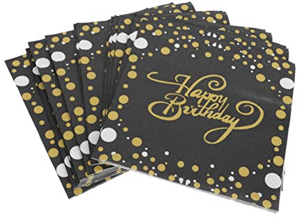 TOPBATHY 100stücke Geburtstagsservietten Schwarz Mit Goldenen Punkten Party-deko Servietten Umweltfreundlich Und Hautfreundlich Praktisch Für Geburtstagsfeier Neujahr Und Familientreffen