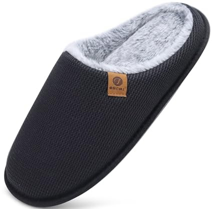ONCAI Zapatillas Casa Hombre Espuma de Memoria Algodón con Pantuflas de Estar de Imitación Forro de Sintética para Invierno Interiores y Exteriores Suela de Goma Antideslizante EU Talla 40-49