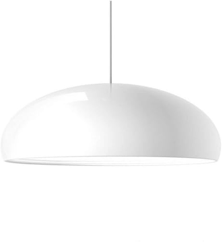 Modern Pendelleuchte Mid Century Pendelleuchten, moderne Deckenpendelbeleuchtung, Metallschirm-Design, Vintage-Hängeleuchte, Unterputzleuchte for Schlafzimmer, Wohnzimmer, Balkon(White,45cm/17.7in)