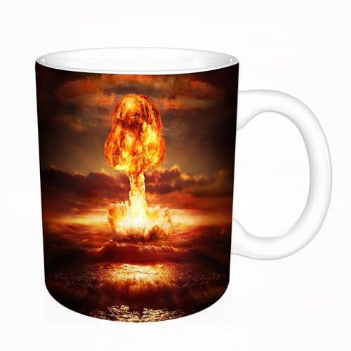 KDWJS Taza divertida de cerámica de 11 onzas,Tazas Originales de Desayuno - Graciosos Ideas para Regalos - Cerámica 330 ml - Potente explosión de una bomba nuclear en el océano. Guerra nuclear. Alta