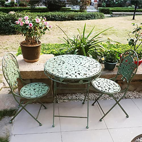 WOTZOV 3-teiliges Bistro-Set für die Terrasse, Beistelltisch und Stuhl-Sets, Balkonmöbel, klappbarer Couchtisch, Außen-Beistelltische für Garten, Veranda, Hinterhof, Terras