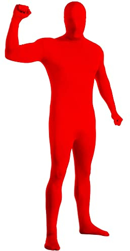 Rubies Solid Color 2nd Skin Suit Kostüm-Body, Einfarbigiger Anzug Stretch Overall, Rot, M