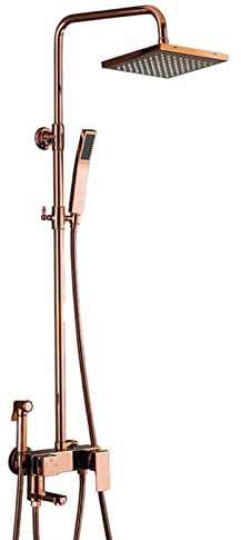 SGKOMN Set Rubinetto Doccia a Vista Oro Rosa, Doccia con doccetta, beccuccio Vasca, spruzzatore Bidet, Rubinetto Doccia Vasca a Parete, Miscelatore Bagno