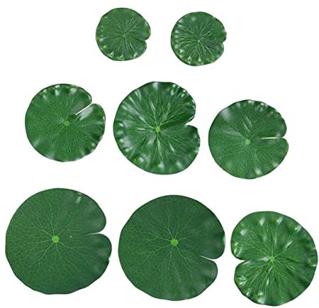 KAILIKETIY 8 Stück Künstliche Lotusblätter Verschleißfestes Eva Teichdekor Dekorative Schwimmende Lilienpads für Garten und Fischteich