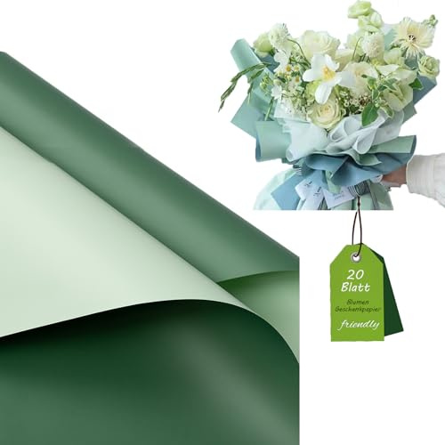 20 fogli di carta velina verde, 56 x 56 cm, bouquet di carta velina, per confezionare regali, carta da imballaggio per fiori, decorazioni per matrimonio (serie verde)