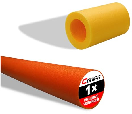 Conipa® - 1 Stück Schwimmnudel (160 x 6 cm) für Kinder & Erwachsene OPTIONAL mit 1 x Loch-VERBINDER (Schaumstoff) - Poolnudel Set ab 3-10 Jahre (Made IN Europe) - Pool Wassernudel & Spielzeug