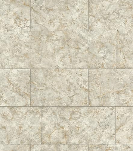 Rasch Tesa Luxora 371420 - Carta da parati autoadesiva effetto pietra naturale in grigio e oro.