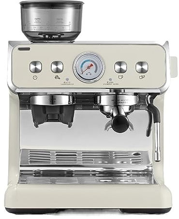GKJHTED Cafetera Italiana eléctrica de 20 Bares con Molinillo, espumador de Leche, cápsulas para Capuchino y Latte.
