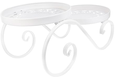 HIAKDOFT Portavaso in Ferro Battuto Bianco Stile Europeo, Supporto per Vaso di Fiori da Interno e Balcone, Sgabello Decorativo per Piante Alta capacità Portante, per Soggiorno e Ufficio