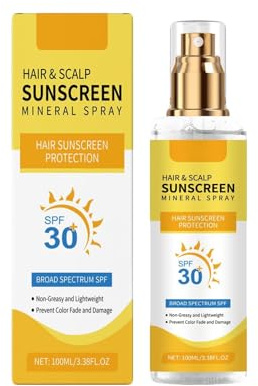 Spray de protection pour cheveux et cuir chevelu SPF 30, protection solaire, cuir chevelu et cheveux, spray solaire minéral de qualité supérieure pour cuir chevelu, non gras, préserve l'humidité et