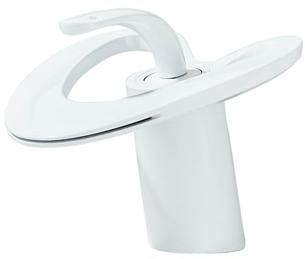 Moderne Badarmatur, Wasserfall-Waschtischarmatur, Badarmatur mit Warm- und Kaltwassermischer, weiß
