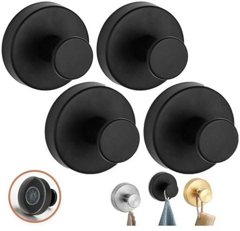 ZHRUOYAO Luxe Hold No-Drill Hooks, 2025 Upgraded Suction Cup Hooks, Stainless Steel Waterproof Suction Cup Hooks for Shower, Bathroom, Hanging Towels, Mounting on Glass Shower Doors,Tile