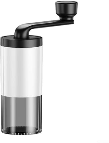 Mini moulin à café manuel, moulin à manivelle portable à grossièreté réglable pour expresso à presse française, design compact pour voyage, camping (blanc)