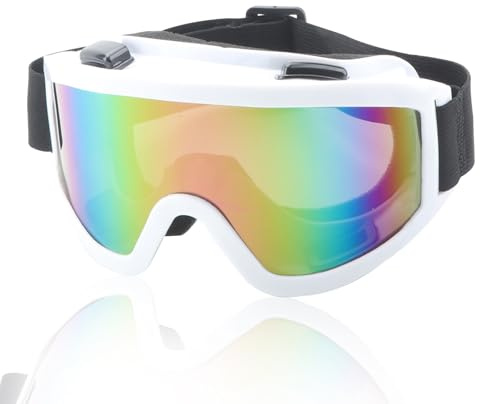 KASESSS Maschera Sci Unisex, Anti-Nebbia Maschera da Sci, Occhiali da Sci Protezione UV, Maschera Snowboard, Occhiali Sci, Occhiali da Neve per Attivit All'Aperto Snowboard Pattinaggio(Bianco)