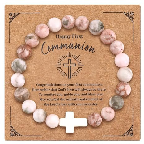 Milacolato Bracciali Rosario Cattolico con Croce Regolabile Bracciale Uomo Pietre Naturali Braccialetto Cristiano Elastico Regalo Cristiano Battesimo Cattolico Gioielli Religiosi Uomo Donna-A